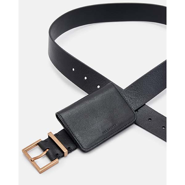 Allsaints Australia Womens Teri Leather Belt Black/Brass AU38-806